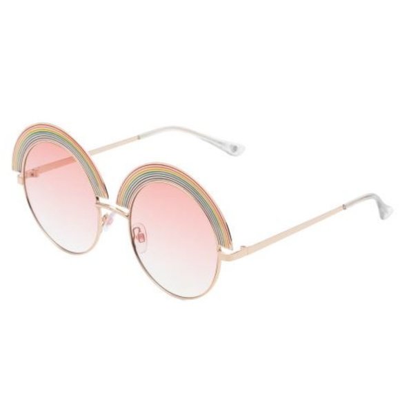 Betsey Johnson Round Gold Rainbow Sunglasses - Picture 1 of 7